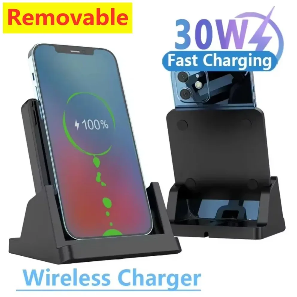 30W Wireless Charger Pad Stand Desktop Cell Phone Fast Charging Station For iPhone 16 15 14 Huawei S