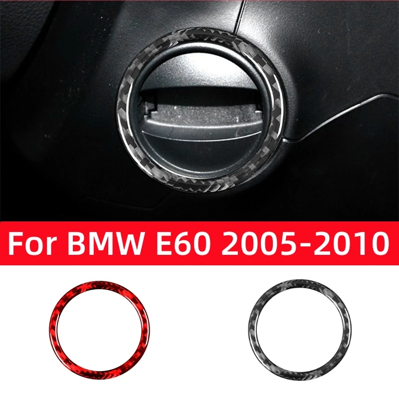 For BMW 5 Series E60 2004-2010 Accessories Carbon Fiber Interior Car Key Start Ignition Switch Decorative Ring Cover Stickers