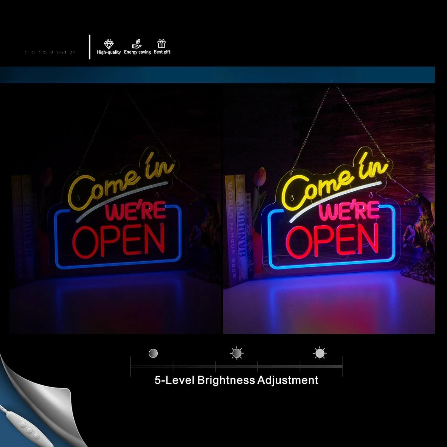 Come In We're Open Neon Sign USB Dimmable LED Light for Café Business Shop Bar Hotel Restaurant Retail store Party Pub Decor