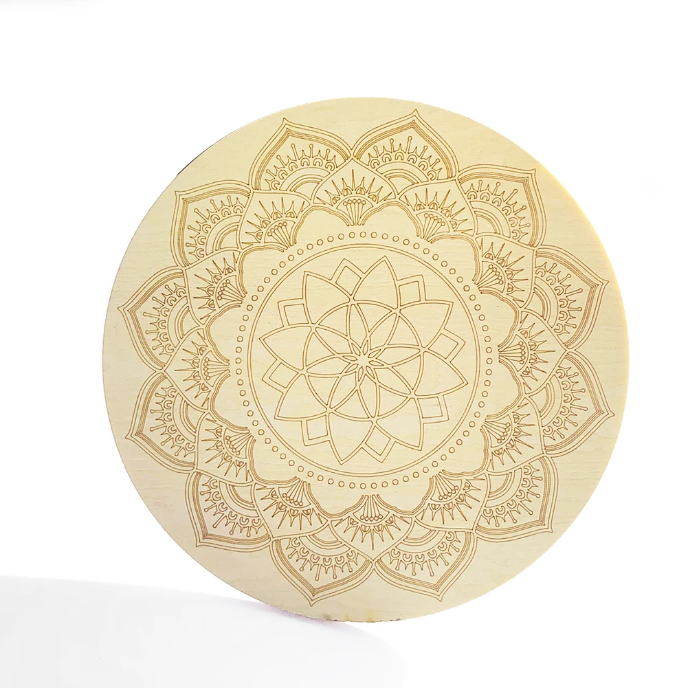 2PC Meditation Healing Buddhist Lotus Flower Datura Mandala Round Wood Plank Board Coaster Witchcraft Patanjali Yoga Decor