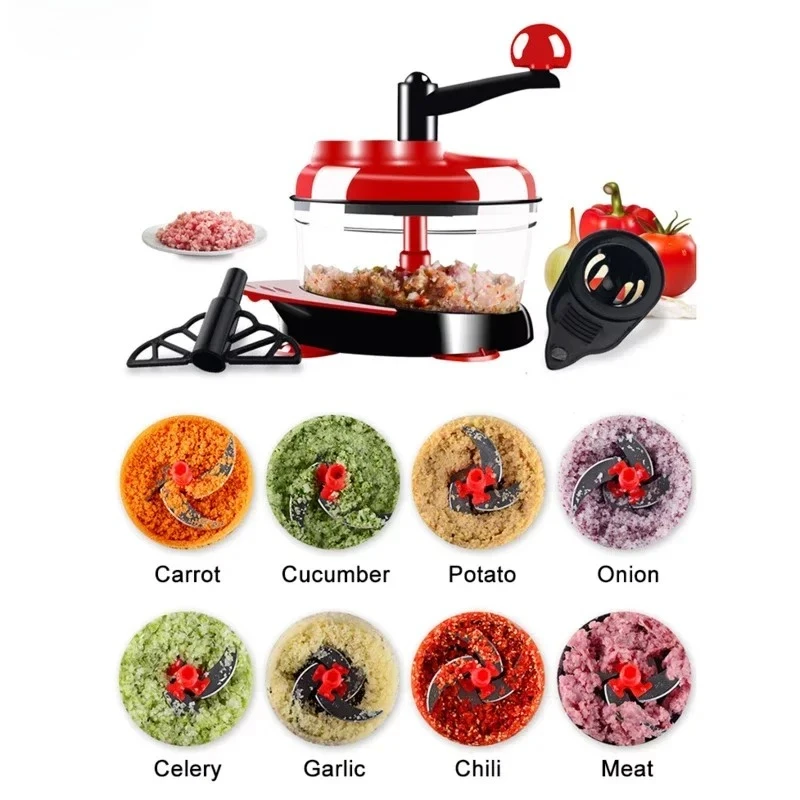 Mixer Food Processor Kitchen Manual Powerful Egg Blender Meat Grinder Vegetable Chopper Shredder Stainless Steel Blade Cutter view 5