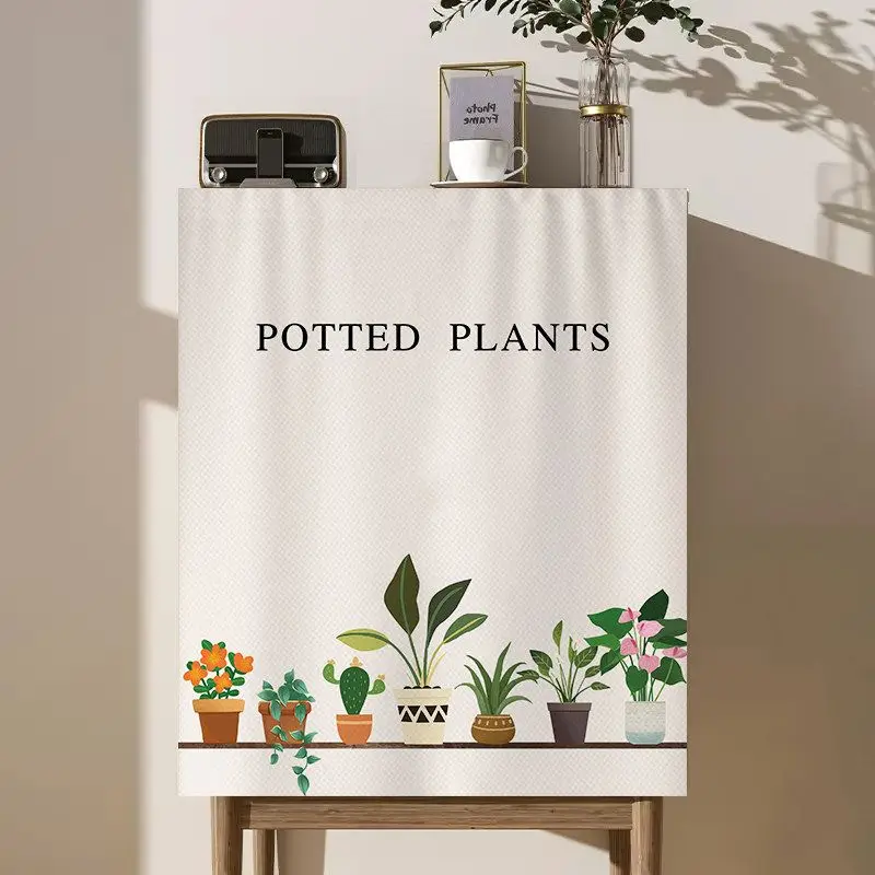 VIKAMA Cute Cabinet Curtain Cartoon Dog Ice Cream Plant Print Waterproof Dustproof Storage Partition Cover Home Decor