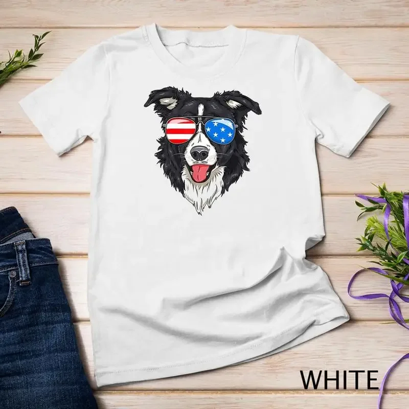 Border Collie Lover Patriotic Dog 4th of July American Gift Unisex T shirt