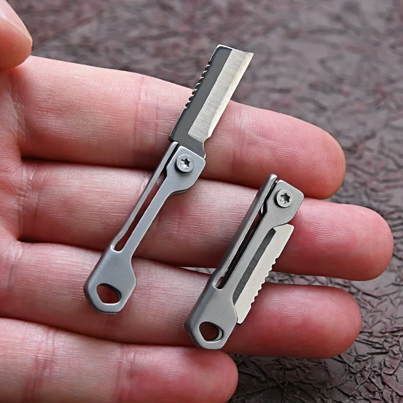 NEW Small 1Pc Outdoor Camping Supplies Stainless Steel Folding Knife Mini Square Head Keychain Pendant Portable Pocket Knife