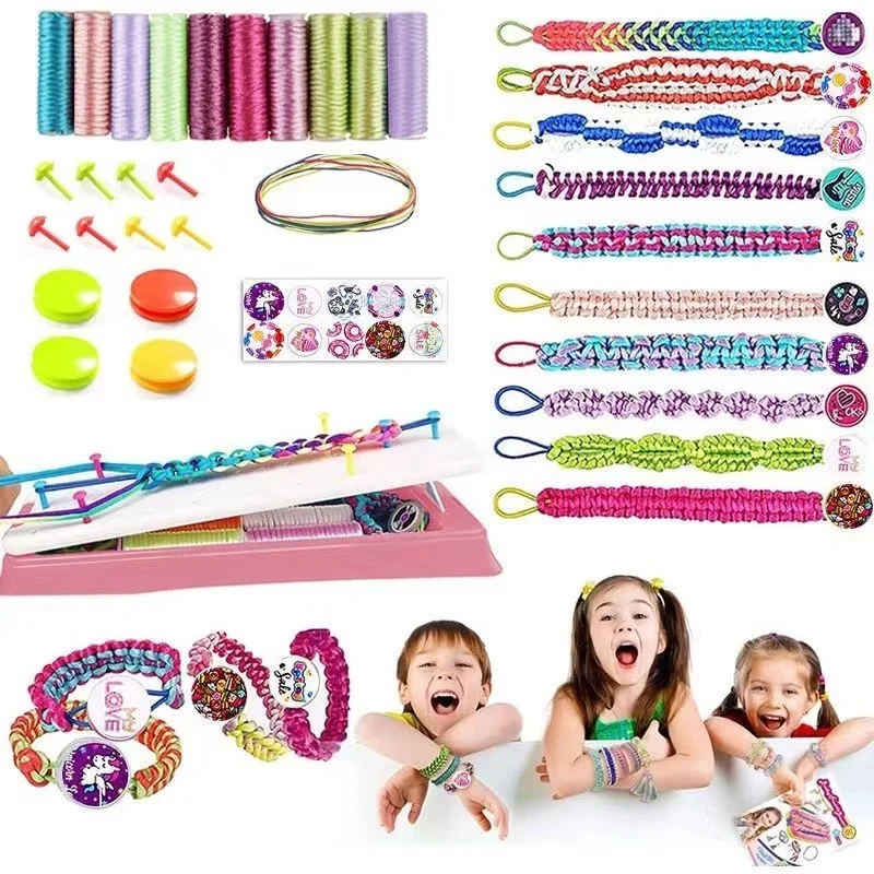 Beads Toys Hair Braider Device Girl Play House Creative Beaded Hair Bracelet Toy Necklace Making Kit Wig Comb Dressing Toy Gifts