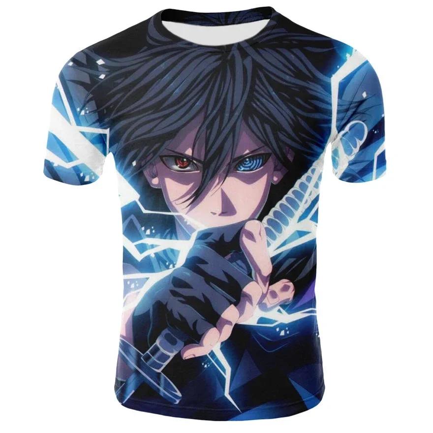 Anime Naruto T-shirt Uchiha Sasuke 3d Printing Fashion Men's T-shirt Street Casual Oversized Short-sleeved Boys T-shirt Tops