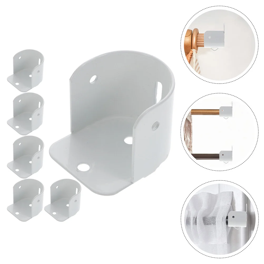 

Hooks Flange Seat Socket Holder Closet Rod White Iron Bar Bracket Shower Curtain