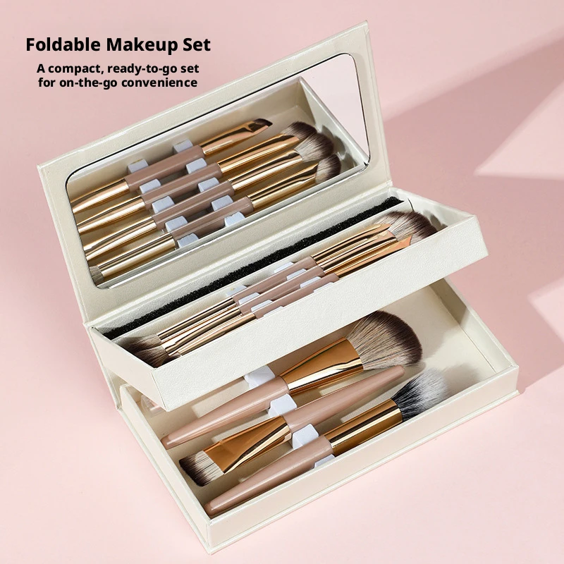

Multifunctional Folding Double-Headed Makeup Brush Set: Eyeshadow Brush, Lip Brush, Nose Shadow Brush, Boxed Portable Gift Set