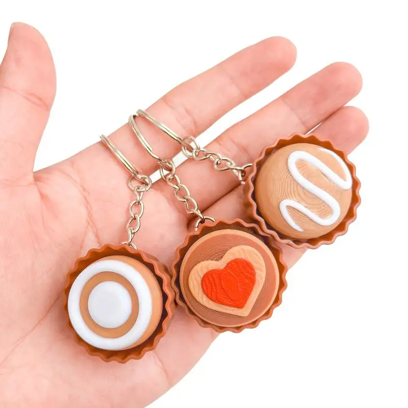 New Cute Cartoon Dessert Fidget Clicker Keychain Stress Relief Toy Backpack Pendant Decor Gift