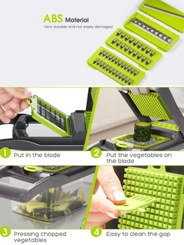 सब्जी चॉपर मैंडोलिन स्लाइसर, सब्जी चॉपर, बहुक्रियाशील 16 इन 1 फूड चॉपर, किचन सब्जी स्लाइसर डाइसर कटर 10 best sales सलाद कटर - №1