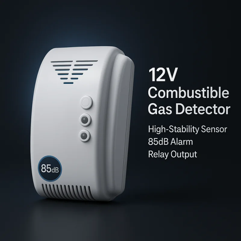 12V Gas Alarm Sensor · High-Stability Detection for Natural Gas & LPG · Easy Wiring · Supports Fan/Valve Linkage