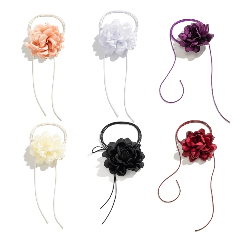 

Elegant Rose Flower Clavicle Chain All-matched Necklace Women Bridal Adjustable Choker Mariage Jewelry Y2K Accessories