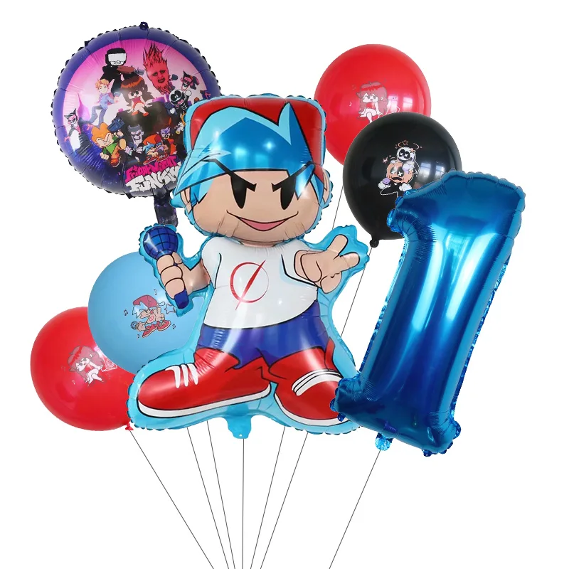 7Pcs Friday Night Digital Balloons Set Funkin Number Globos Children\'s Birthday Party Baby Shower Home Decorations Kids Toy Gift