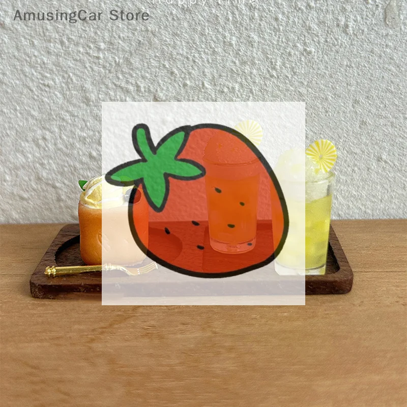 لعبة كأس عصير الأناناس المزخرفة لبيت الدمى الصغير للأطفال؛ 1/12 مصغرة للعب التظاهري #1