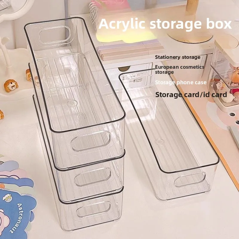 Multi-Layer Acrylic Desktop Storage Box Transparent Cosmetics Stationery Organizer for Dormitory Miscellaneous Items