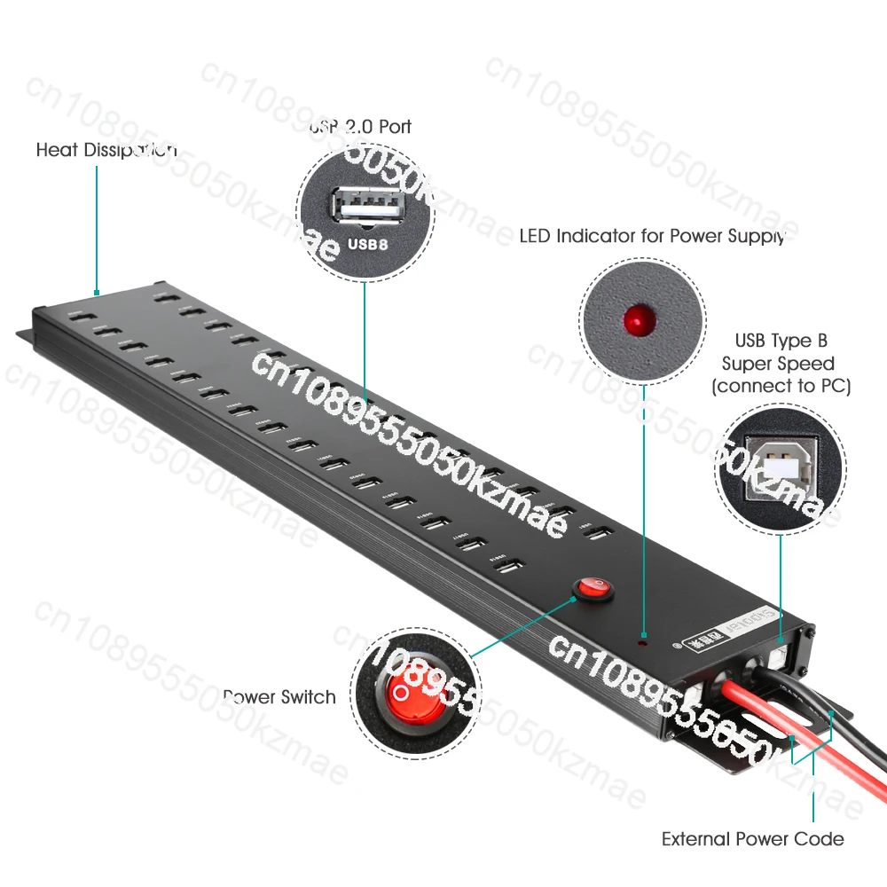 Sipolar A812 Industrial 300W 30 Ports Mobile Phone Charging Hub Usb Charger Hub for Tablet Computer Hardware & Software