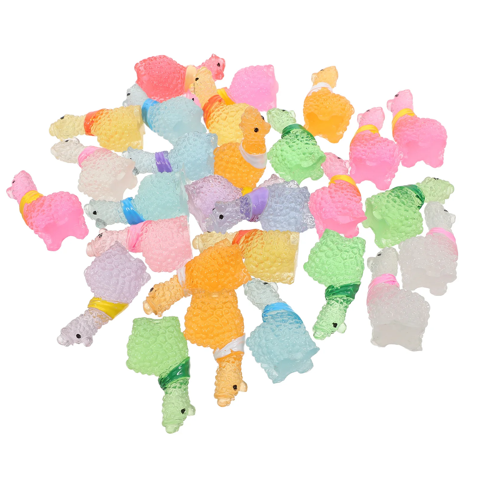 

60Pcs Luminous Mini Resin Alpaca Ornaments Glow in Dark for Desktop Mini Landscape Garden Scenery Decoration Micro Landscape