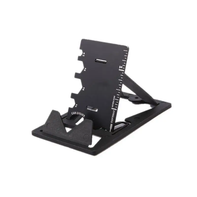 Stainless Steel Mobile Phone Holder Stand Multifunctional Pocket Card Multi-Tools Beer Opener EDC Tighten Screws Tool Kits