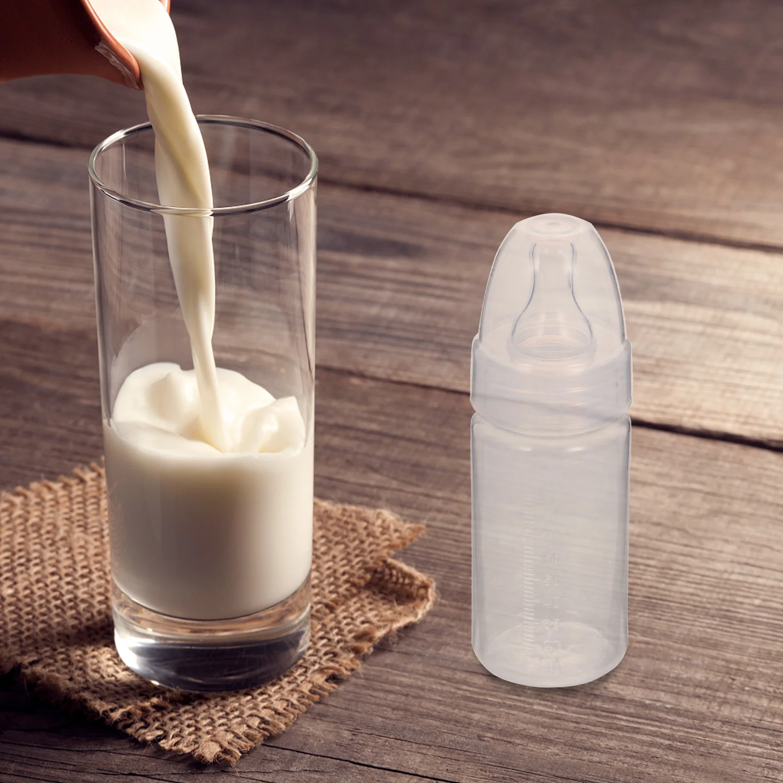 

5pcs Disposable Bottles 100ml PP Material Clear Scale Soft Supple Teat Milk Powder Bottles Silicone Teat Once-off Newborn