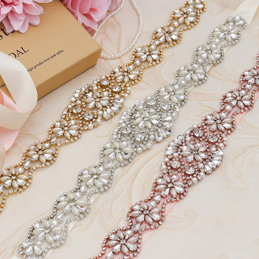 

Bridal Rhinestone Waist Cincher for Wedding Dress, Hand-Sewn Crystal Embellished Belt Luxury Bridal Waistband Accessories