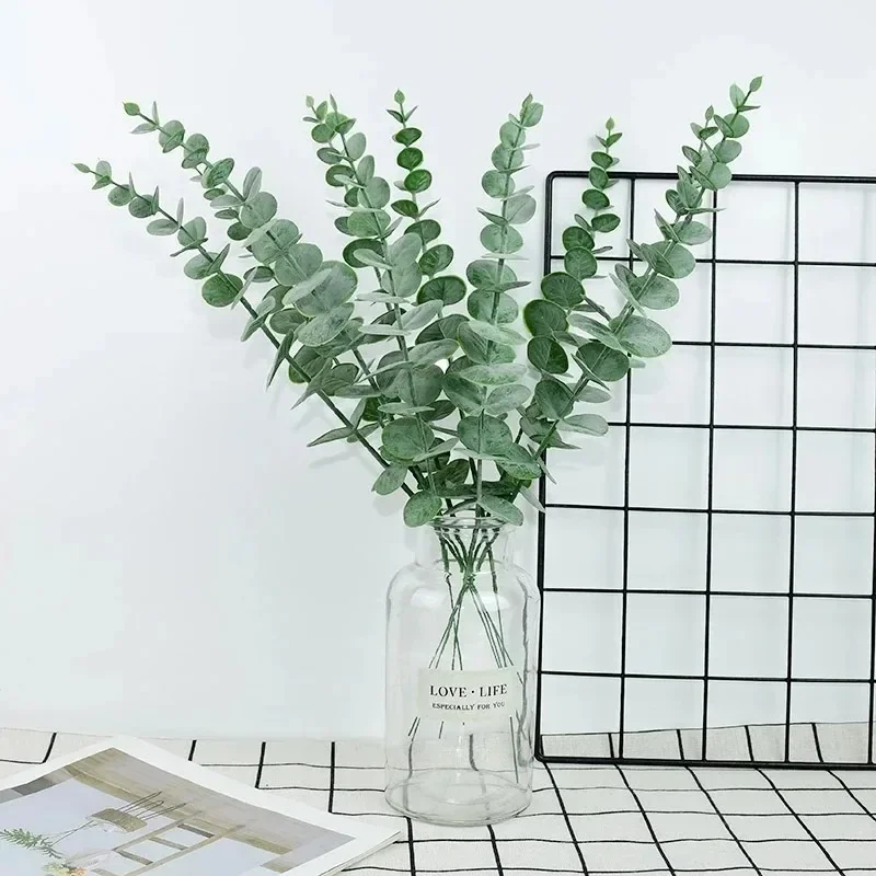 10PCS Artificial Eucalyptus Leave Greenery Stems with Frost for Vase Home Party Wedding Decoration Outdoor DIY Flower Wall Decor