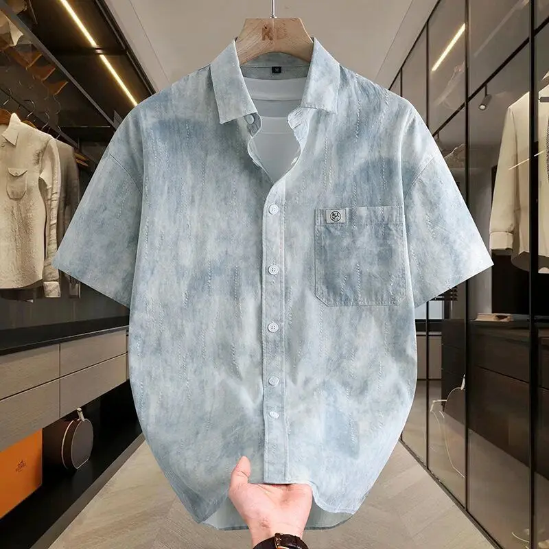 

Summer 2025 New Tie-dye Short-sleeved Shirt for Men's Fashionable Casual Printed Fashion Top