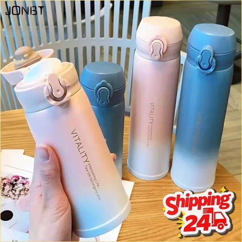 

Gradient Color 304 Stainless Steel Thermal Bottle with Flip Lid Portable Outdoor Vacuum Insulated Cup Halloween Christmas Gift