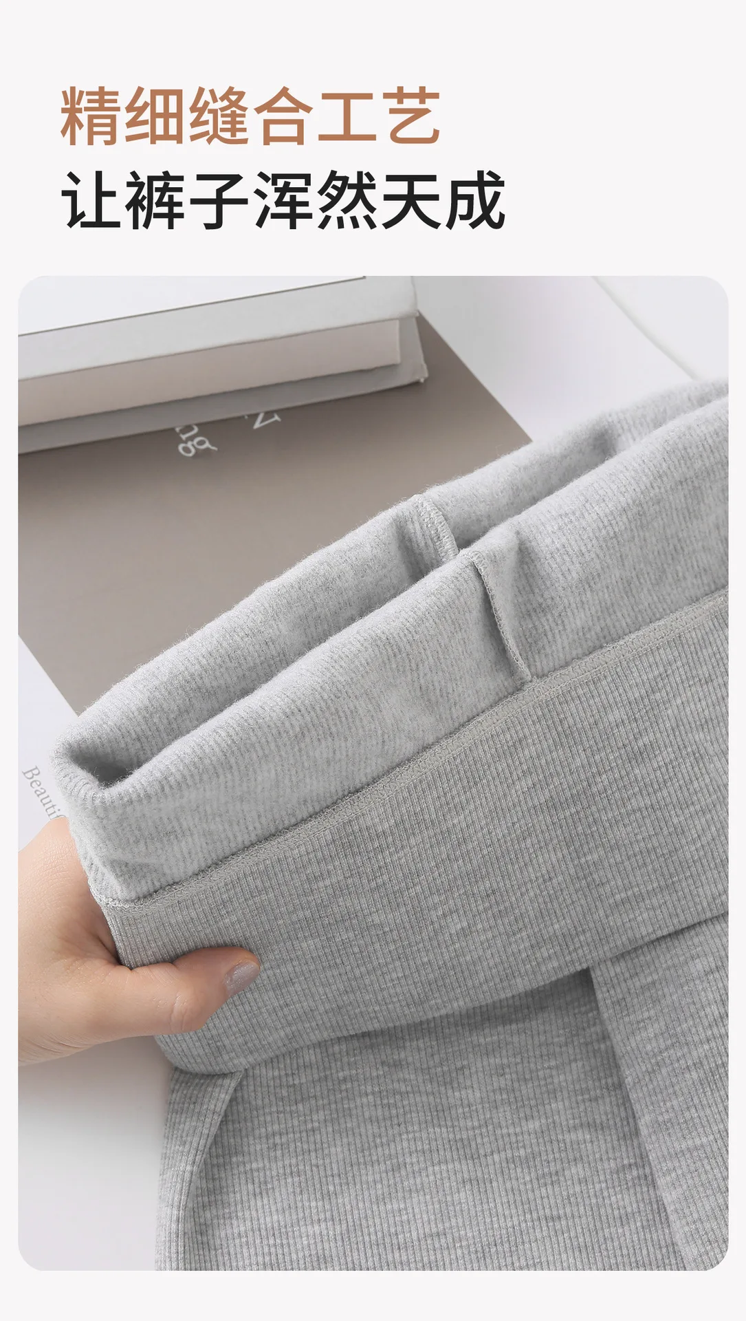 Brushed Ribbed Leggings for Women Tummy Control Butt Lift High Waist Grey Thermal Pants Winter Warm Cotton Base Layer Tights