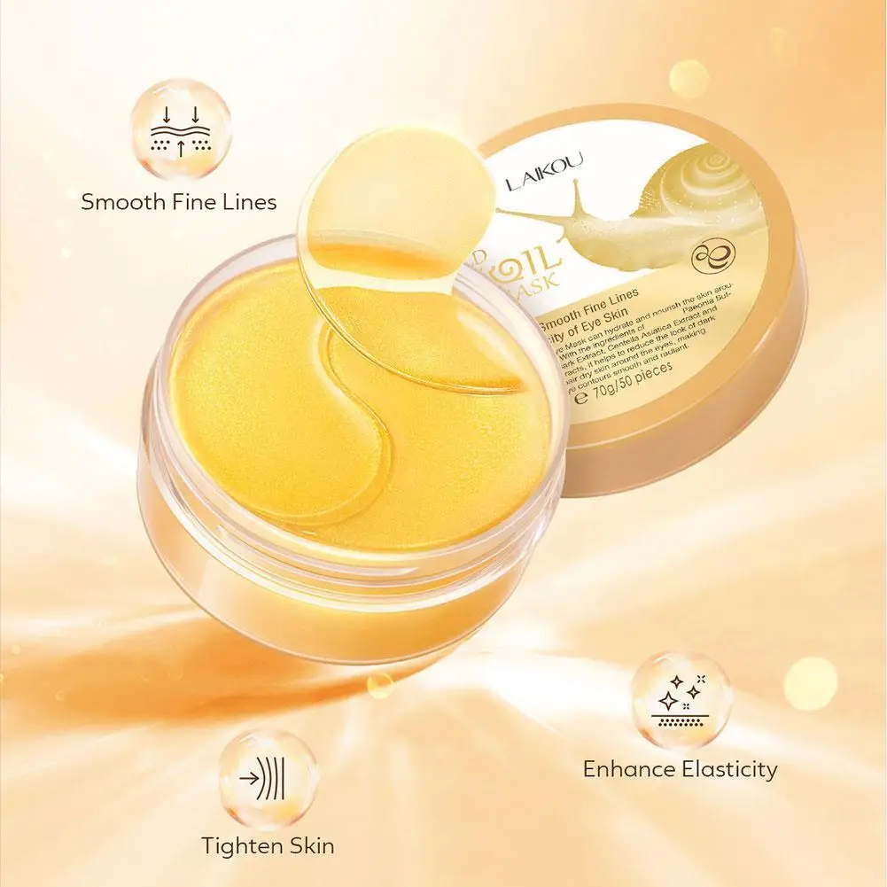 

50pcs Gold Snail Collagen Eye Masks Eye Patches Moisturizing Anti Aging Wrinkle Dark Circles Eye Bags Remove Eyes Care