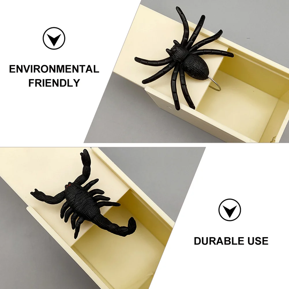 6pcs Halloween Prank Set Fake Spider Scorpion Mouse Simulated Insects Trick Box For Party Scare Surprise Gift Artificial Bug