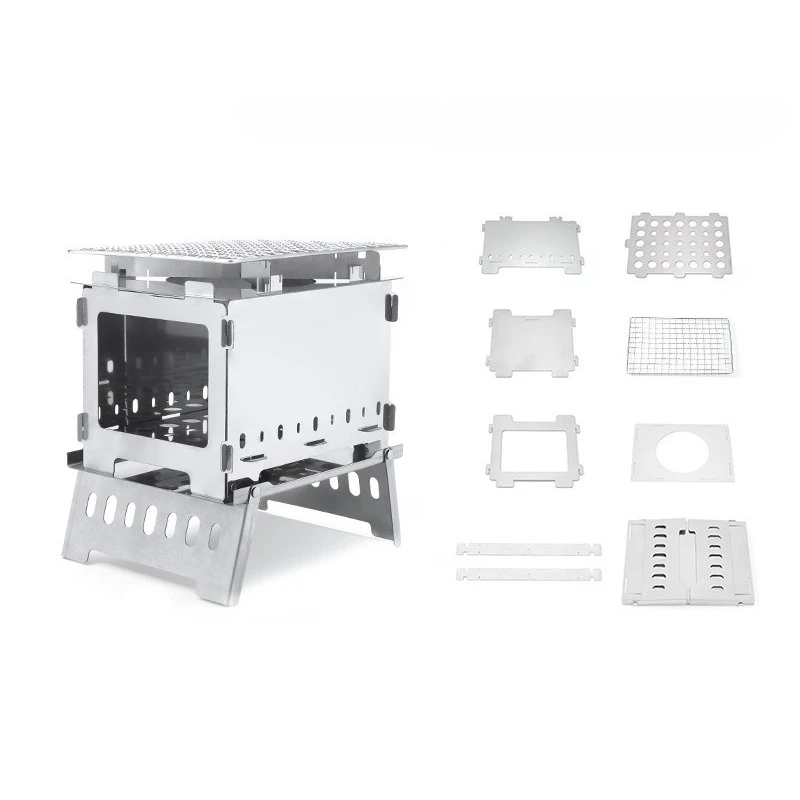 

1 шт., уличная складная дровяная печь из нержавеющей стали, съемный гриль для барбекю, походная печь, угольная печь для пикника, легко собрать