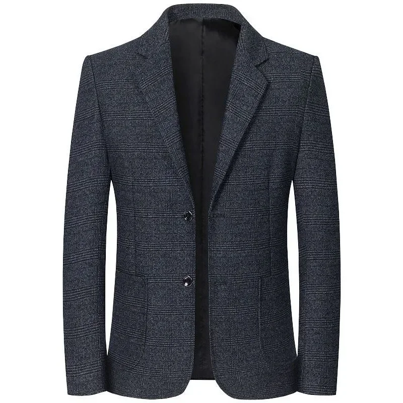 Blazers casuais xadrez slim fit masculinos, jaquetas de roupa formal, casacos masculinos, roupas de negócios, novos, primavera, outono, tamanho 4XL