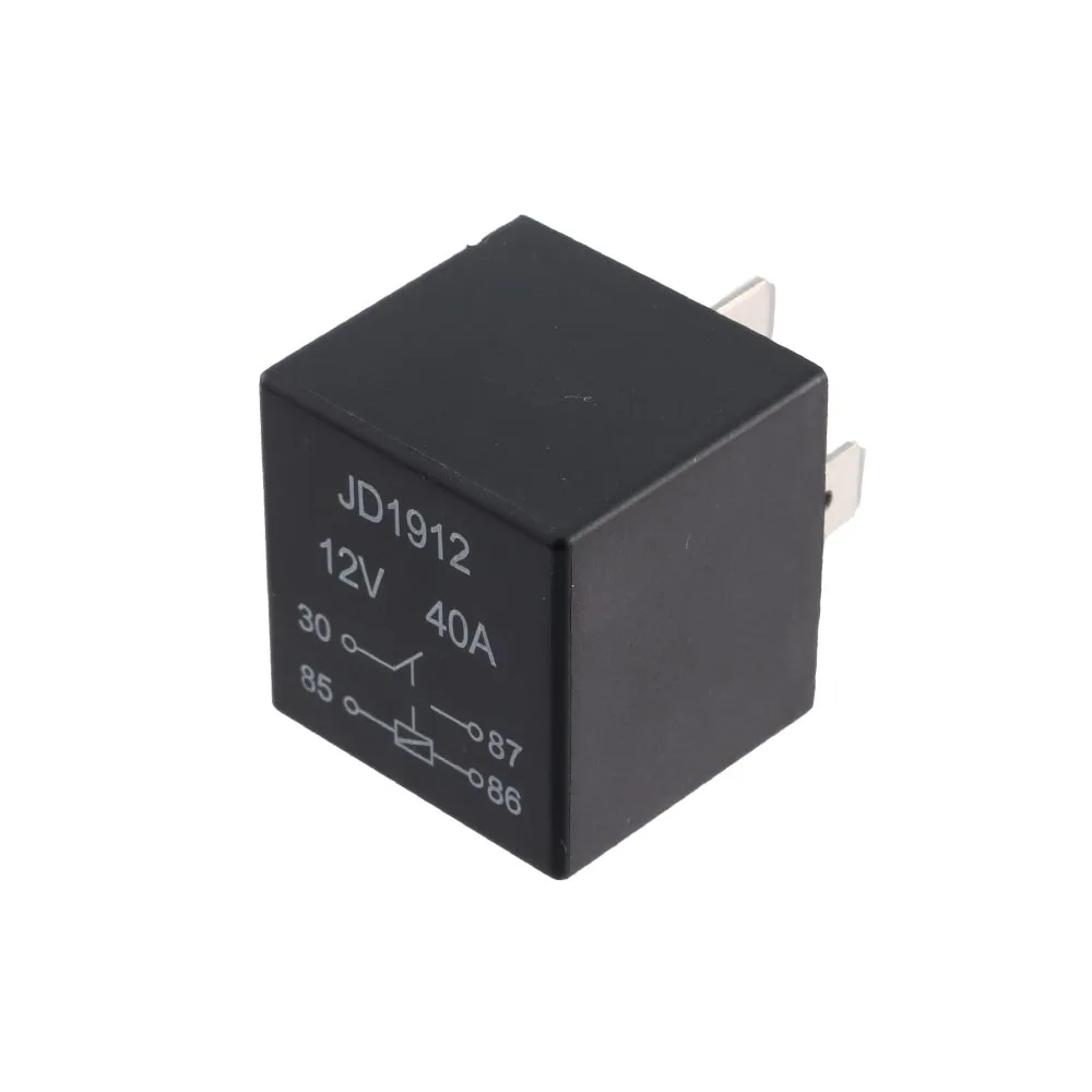 Auto Car Relay JD1912 12V 40A 4 Pin Smooth Cover Type Normally Open Contact for Automobile Motorcycle Electronic Control Device