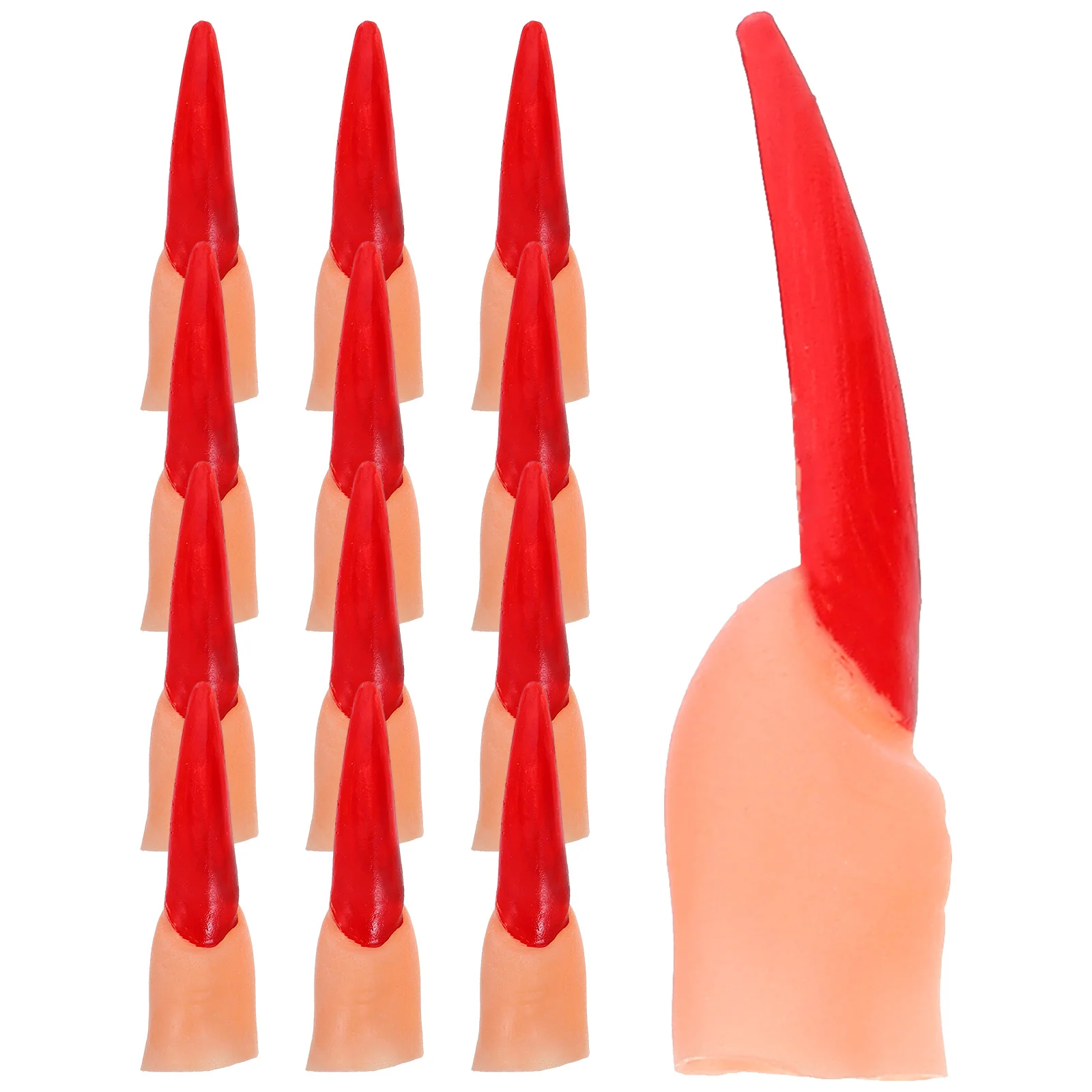 20pcs Fake Fingers Nail Zombie Witch Finger Covers Red Plastic Halloween Cosplay Props Party Accessories Vivid