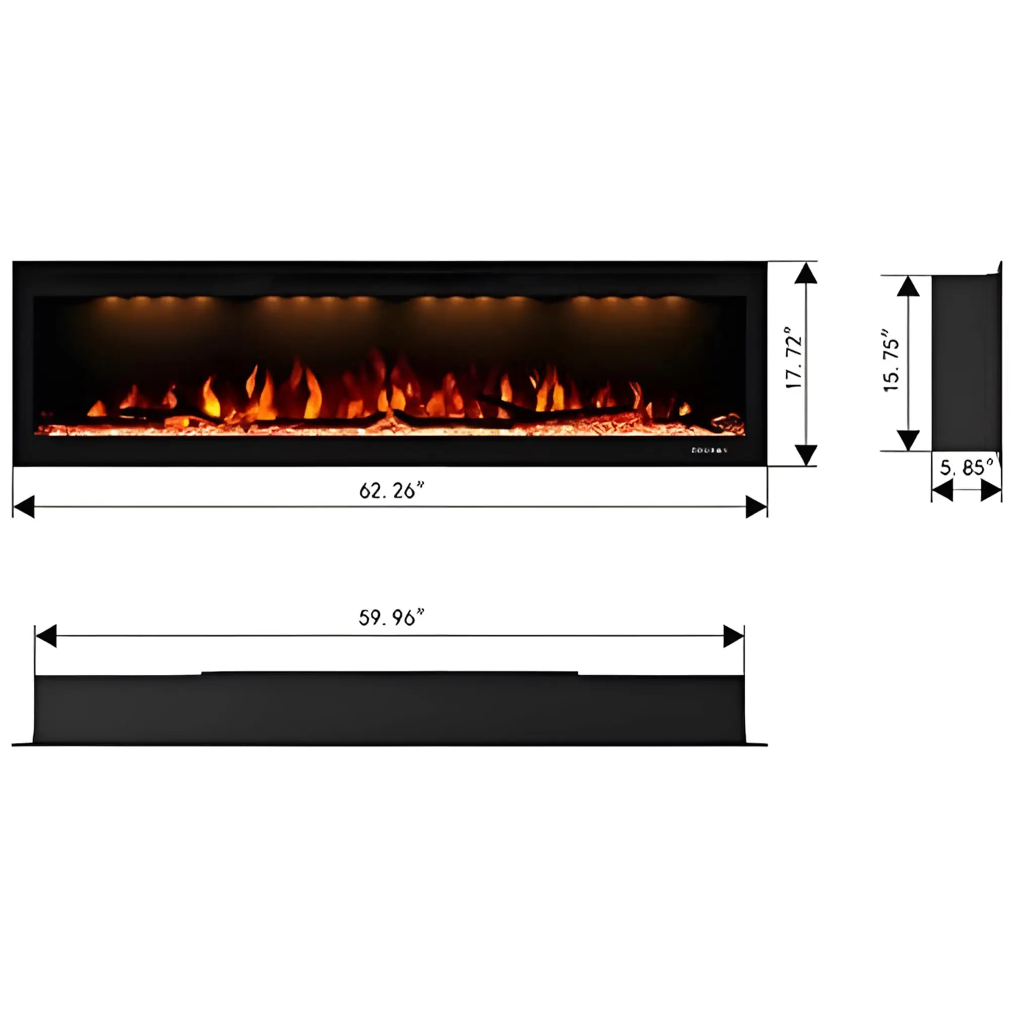60 Inches Smart Electric Fireplace, Recessed and Wall Mounted WiFi Fireplace for Living Room with Remote, Overheating