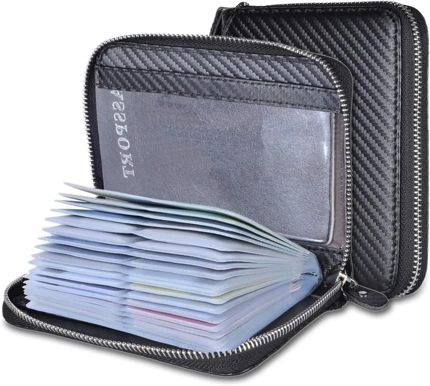 

Large Leather Passport Case with 42 Card Slots, Durable Credit Card Holder Wallet for Travel and Daily Use