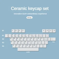 Ceramic Keycap set 56-key Smooth Glazed Surface Uniform Light Transmission Translucent Mechanical Keyboard Keycap Cherry Profile