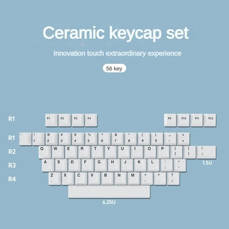 conjunto de teclado ceramico superficie vidrada lisa transmissao de luz uniforme teclado mecanico translucido perfil cereja 56 chaves 01