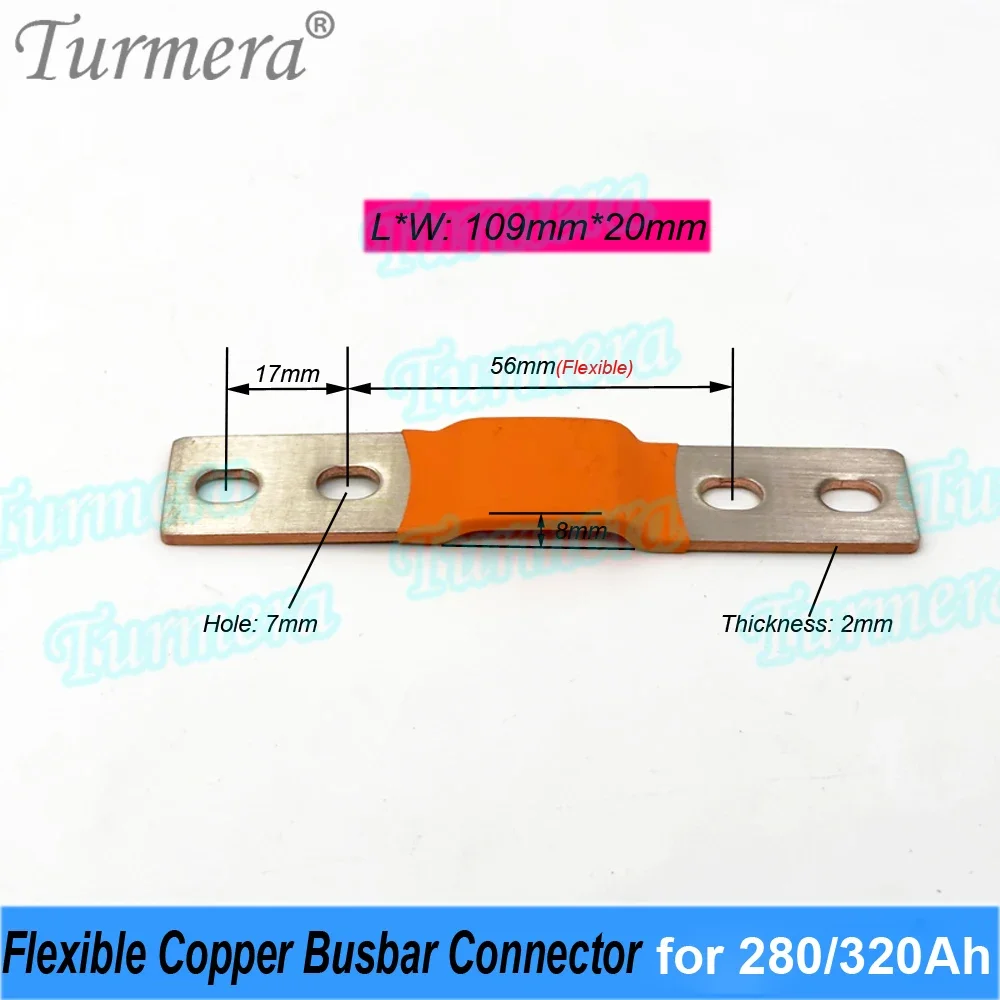 12V Lifepo4 Battery Flexible Busbar Copper Connecter 4 Holes Busbar EVE 280K Double-hole Bus bar for EVE 280K 310Ah 304A Lifepo4