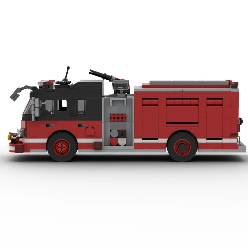 New 649Pcs City Engineering Fire Engine Car Model Diy Creative Ideas Toy Birthday Gift Technology Model Blocks Building Brick