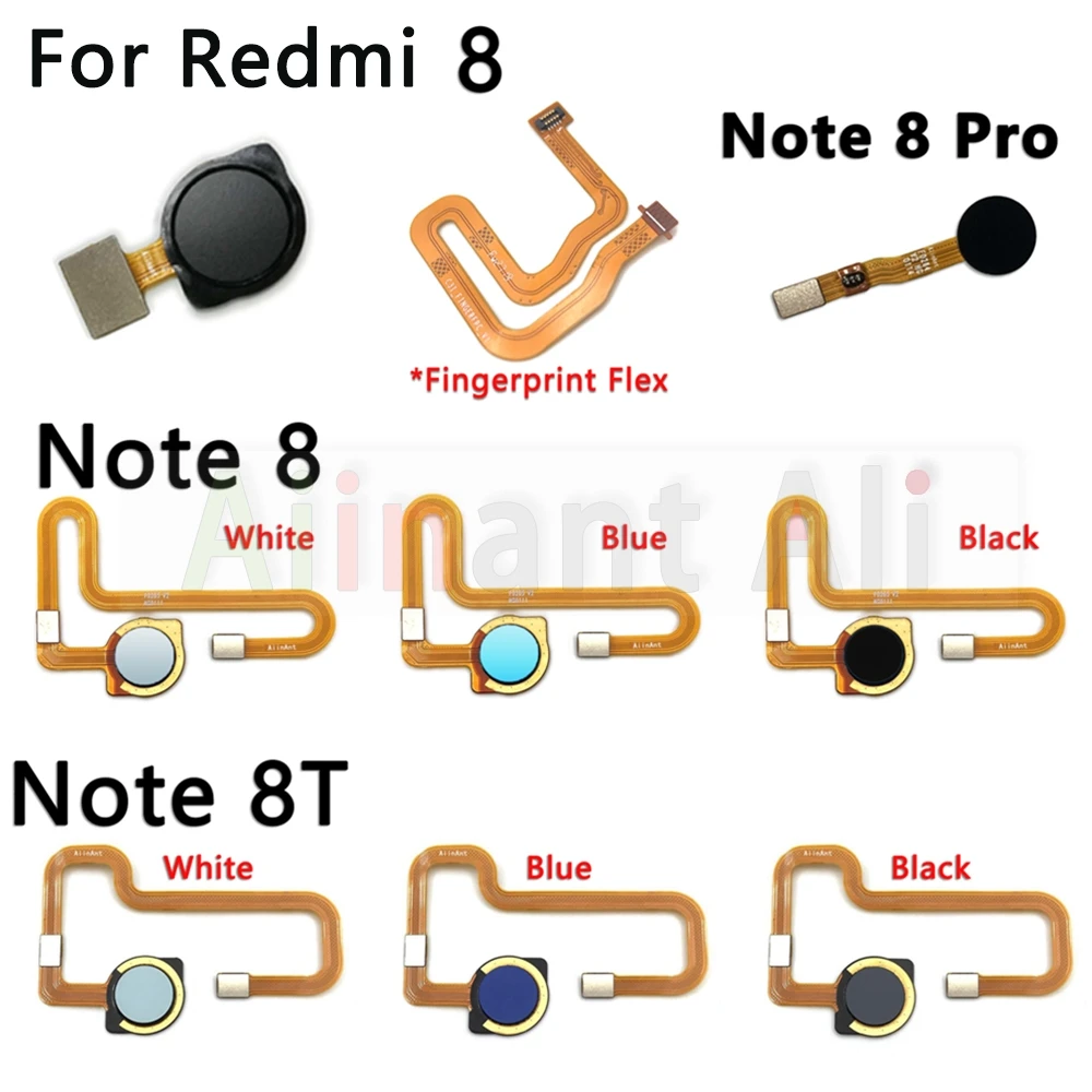 AiinAnt For Xiaomi Redmi Note 8 8T Pro Plus Prime Home Button Back Touch ID Finger Scanner Fingerprint Sensor Flex Cable