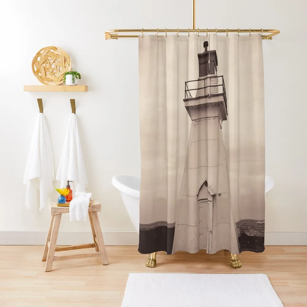 

A monochrome lighthouse Shower Curtain Shower For Bathroom Luxury Bathroom Shower Washable Waterproof Fabric Curtain