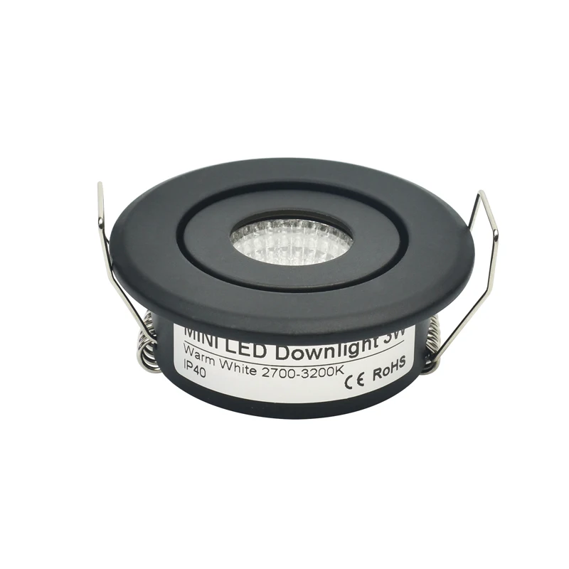 

12V 3W Mini COB Ceiling Light Showcase Jewery Cabinet Lighting LED Spot Light Cut Out Hole 40-45mm