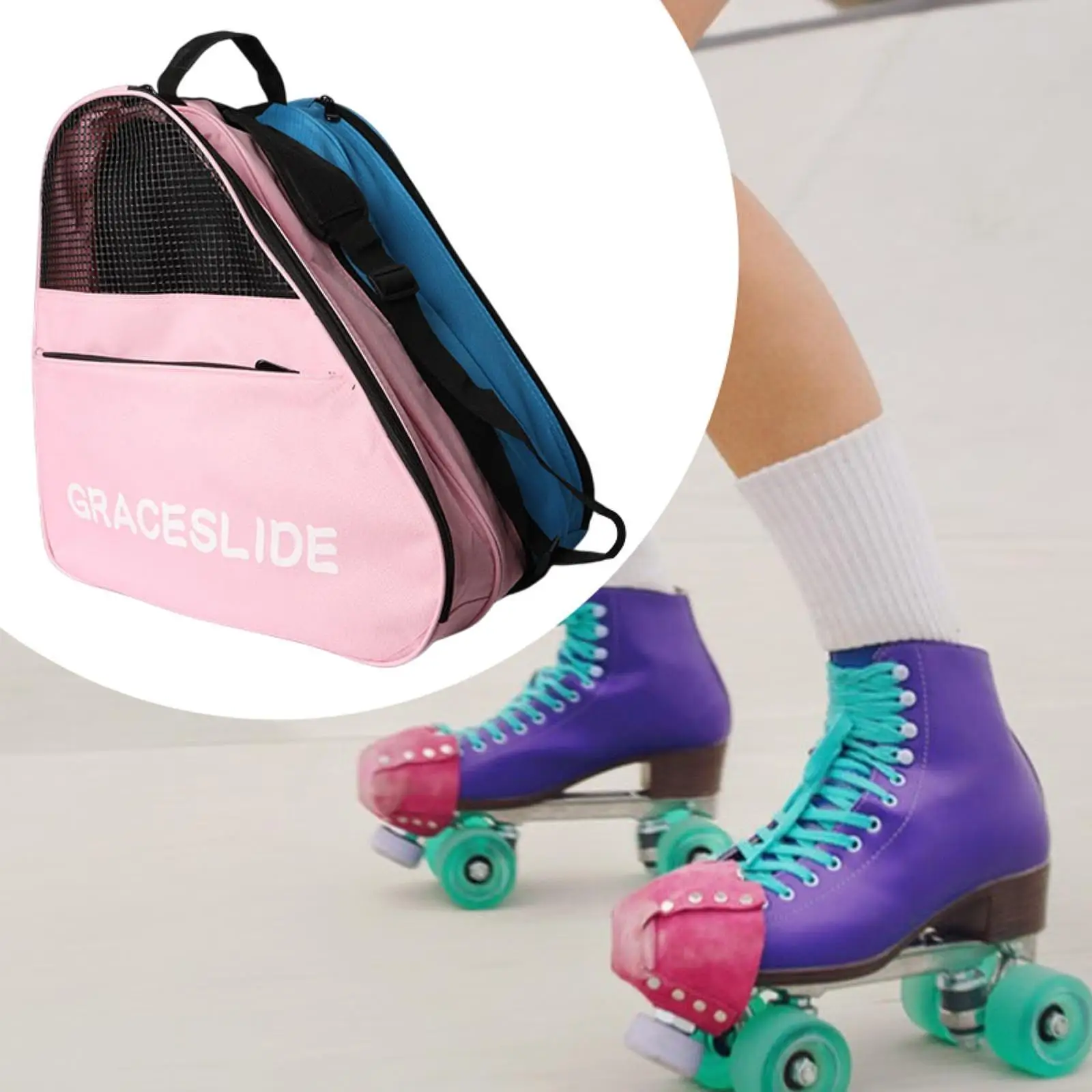 

Сумка-переноска для роликовых коньков, портативный регулируемый держатель на молнии, 3-слойный контейнер для обуви для катания, для детей и взрослых