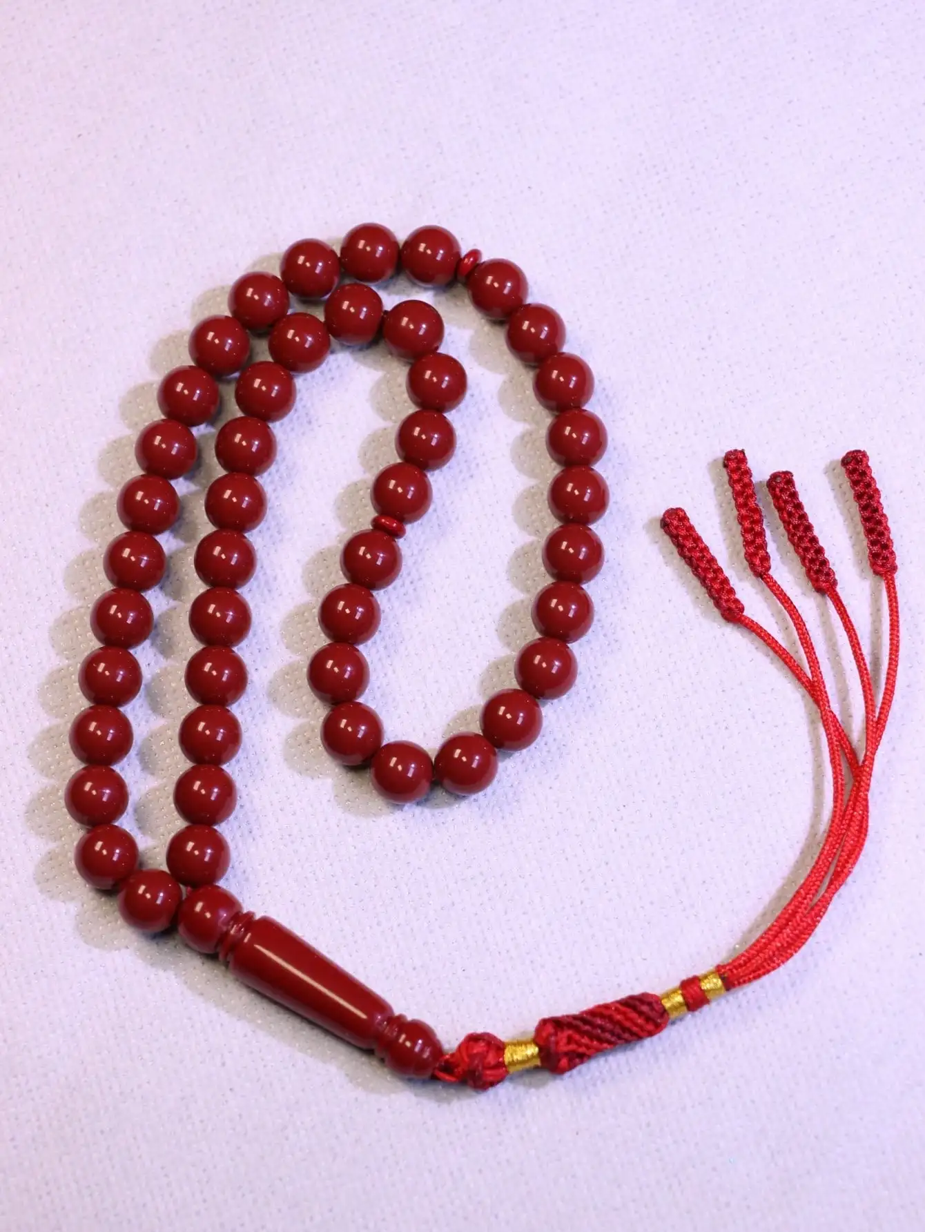 1 Piece of Off-White Islamic Prayer Beads with 45 10mm Tassel Pendants, Handmade Woven Tassel Muslim Worship Beads Made of Resin