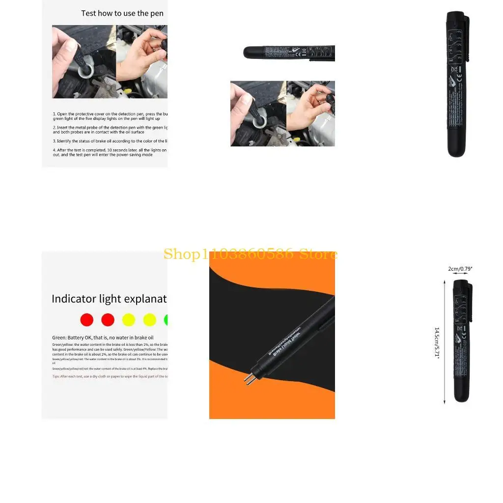 242A Car Liquid Diagnostic Tool Testing Brake Fluid Tester Oil Pen LED Electronic Pen