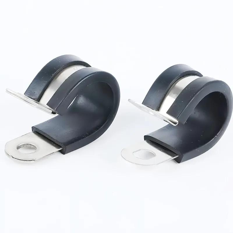 5 pcs M26 Rubber Lined Cushion Clamps, Hydraulic Hose Fixing, Rubber Cushion Liner, Stainless Steel Body