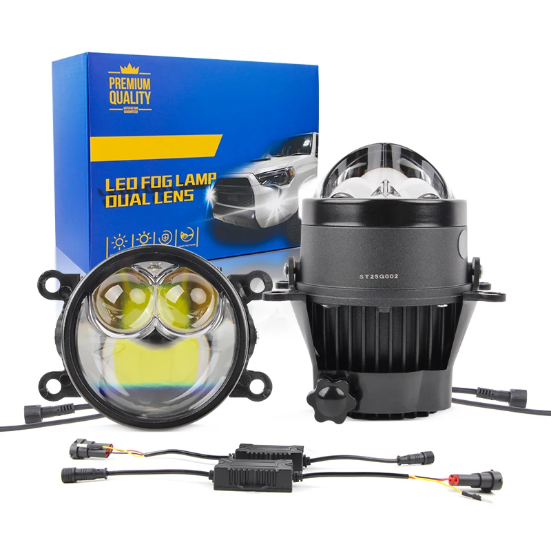 

Universal for Toyota Nissan Bracket Bi Led Projector Lens HD 3.0 Fog Lamp 2colors 6000K 3000K 12V Car Fog Lights High/ low beam