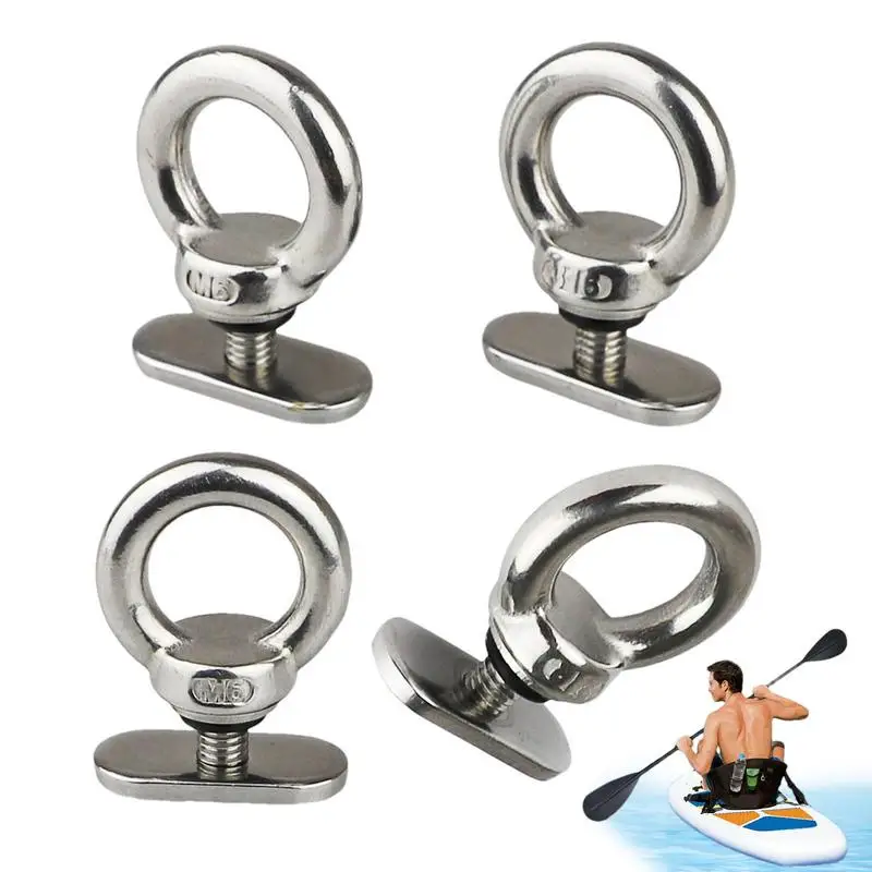 Kayak Rail Mount Accessories 4pcs Sturdy Stainless Steel Tie Down Rail Mount Eyelet Precise Easy Installation Multifunctional