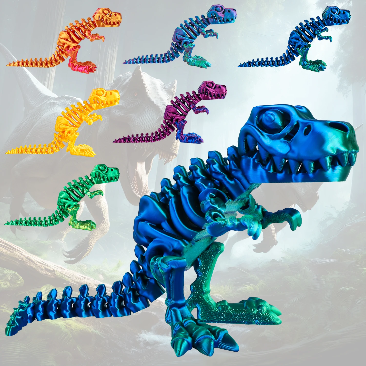 نموذج ديناصور تيرانوصور ريكس مطبوع ثلاثي الأبعاد مع وصلات متحركة وذيل وأطراف قابلة للوضع، ديكور مكتب واقعي، هدية لمحبي الدينو